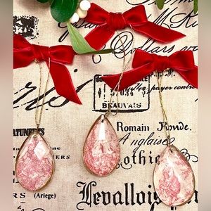 Antique Red Toile Chandelier Crystals SET/3